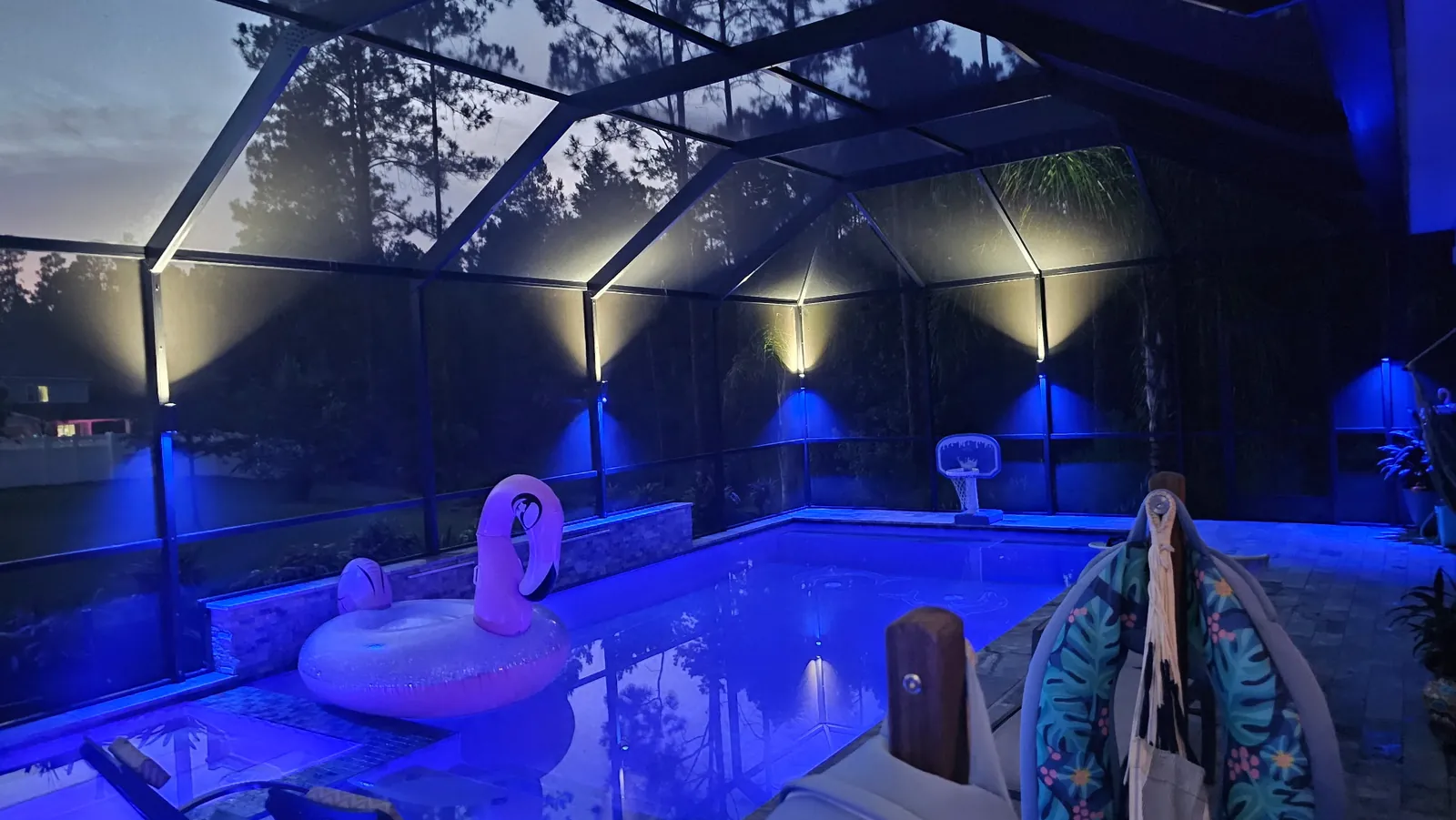 Deep blue across the whole cage, last shot of the night